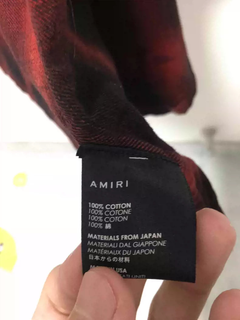 Amiri Black Red Sparkling Pink Checkered Shirt