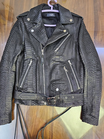 Amiri leather , dark rare leather , snake leather jacket