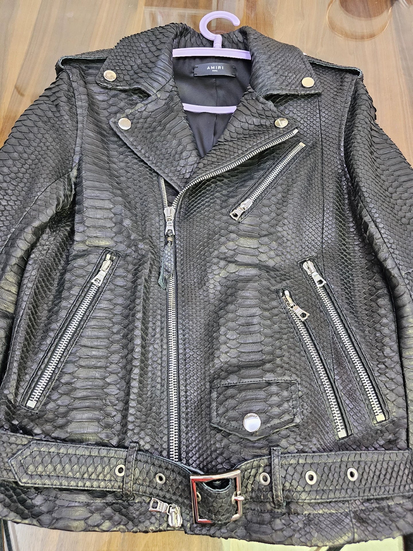 Amiri leather , dark rare leather , snake leather jacket