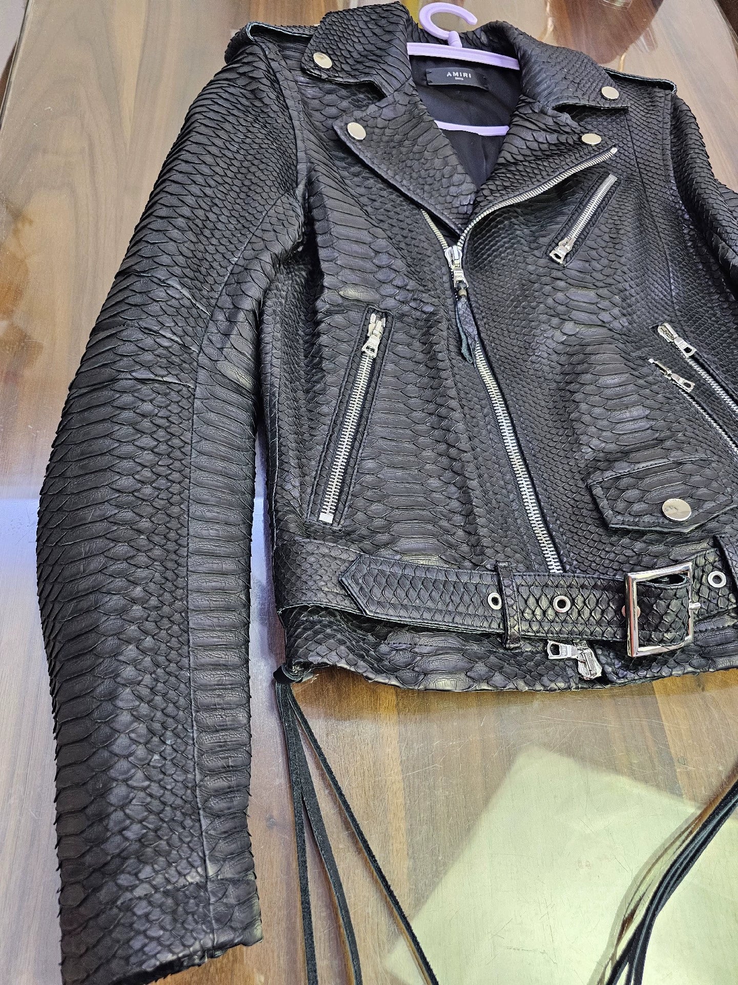 Amiri leather , dark rare leather , snake leather jacket