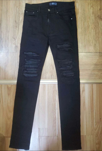 Amiri Classic 16ss Peak Season OG Black Splice Leather Jeans