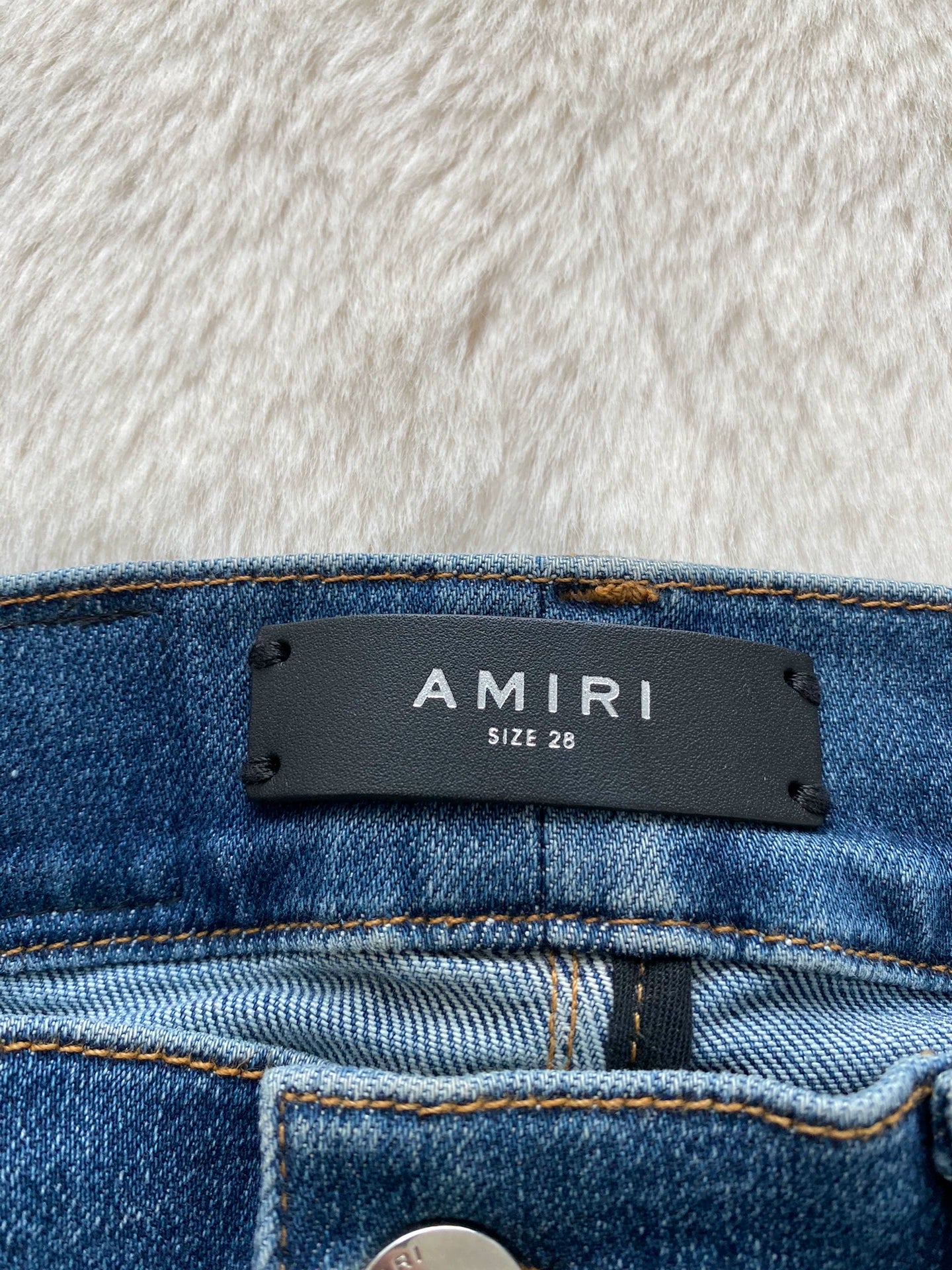 Amiri washed blue and blue patchwork 16AW MX1 jeans