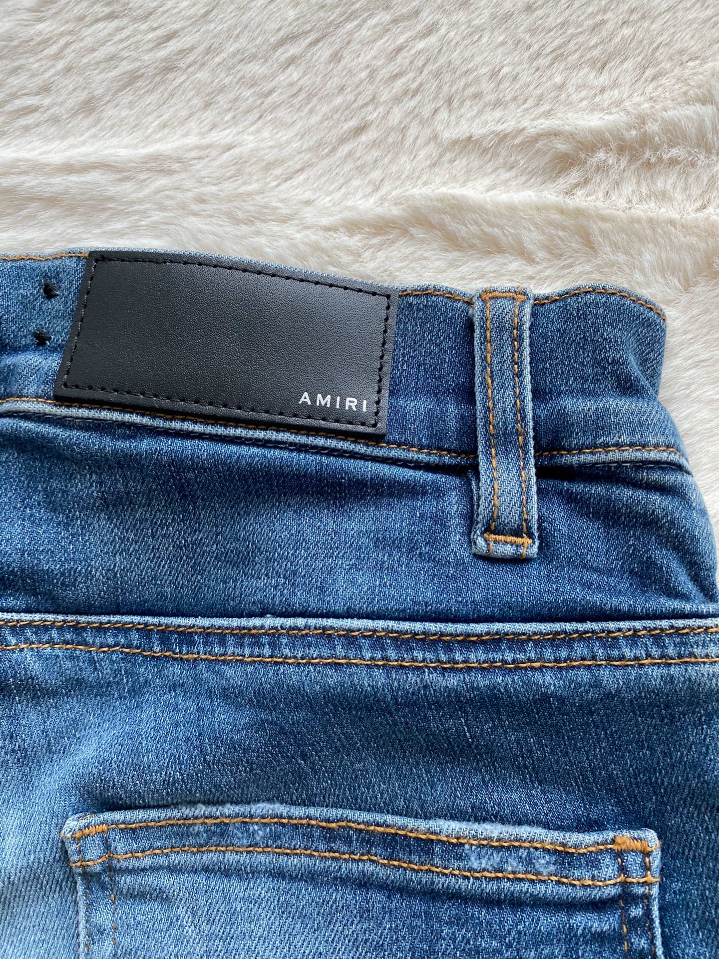 Amiri washed blue and blue patchwork 16AW MX1 jeans