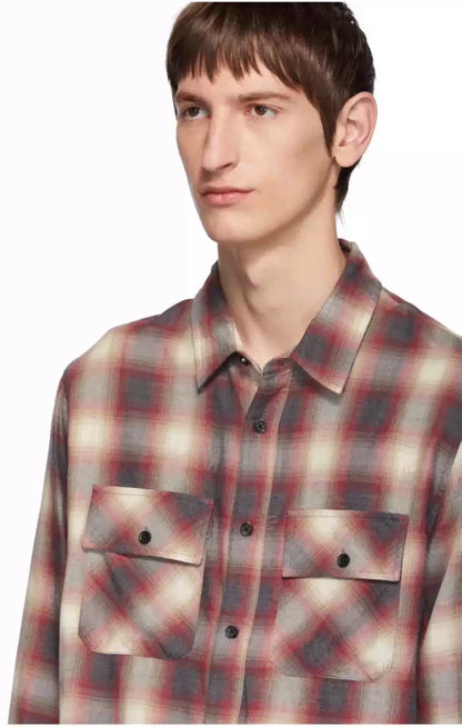 Amiri flannel plaid long sleeved shirt