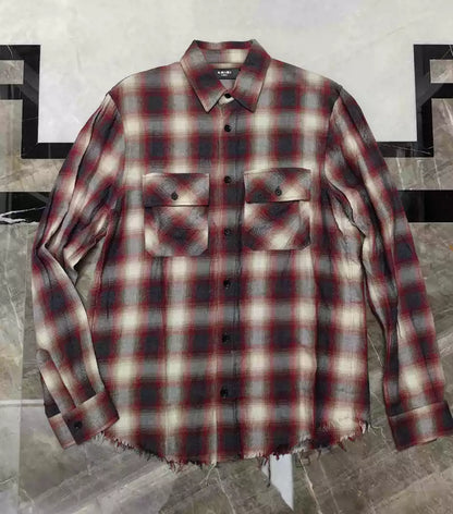 Amiri flannel plaid long sleeved shirt