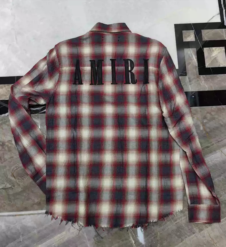 Amiri flannel plaid long sleeved shirt