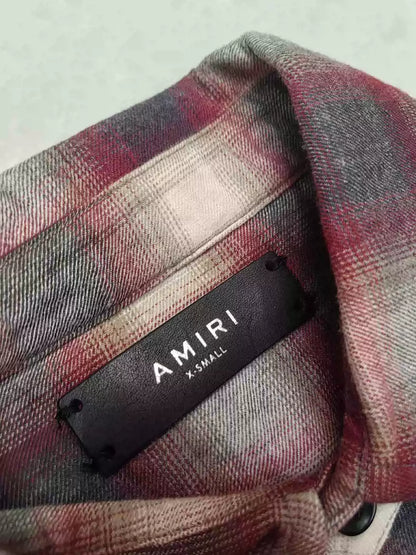 Amiri flannel plaid long sleeved shirt