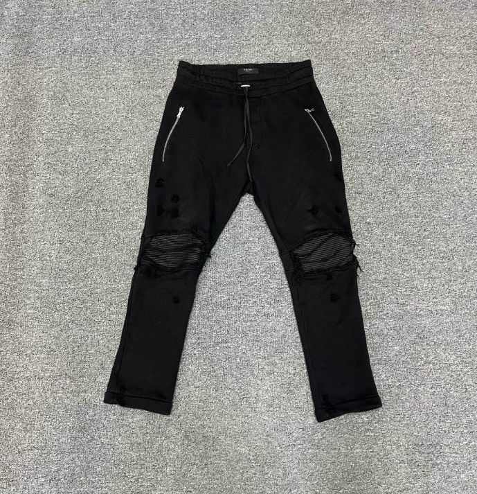 Amiri black front and back rpants with holes - - DMC