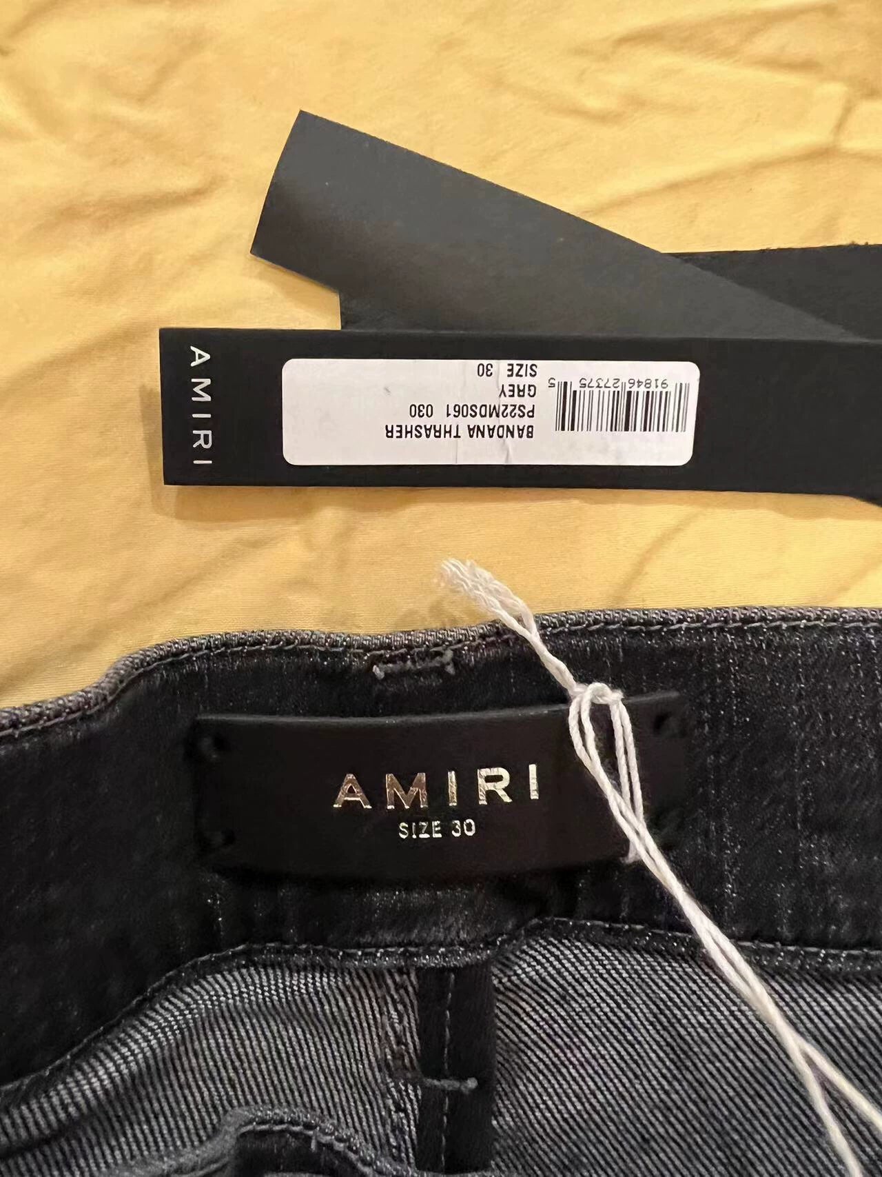 Amiri Classic Dark Grey Cashew Flower Splicing Jeans