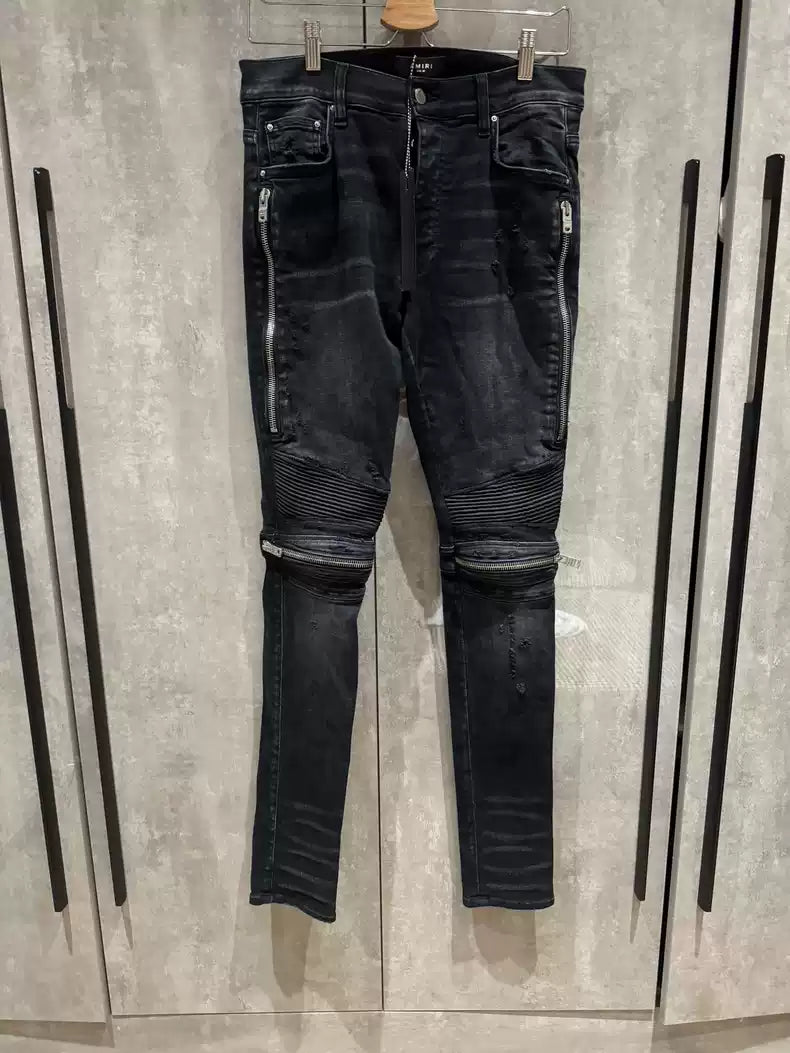 Amiri Classic black grey zipper jeans