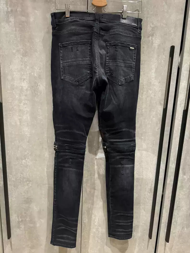 Amiri Classic black grey zipper jeans