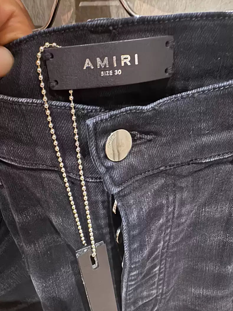 Amiri Classic black grey zipper jeans