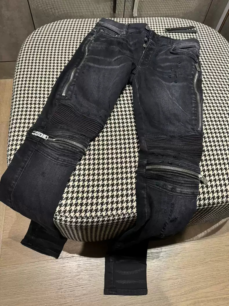 Amiri Classic black grey zipper jeans