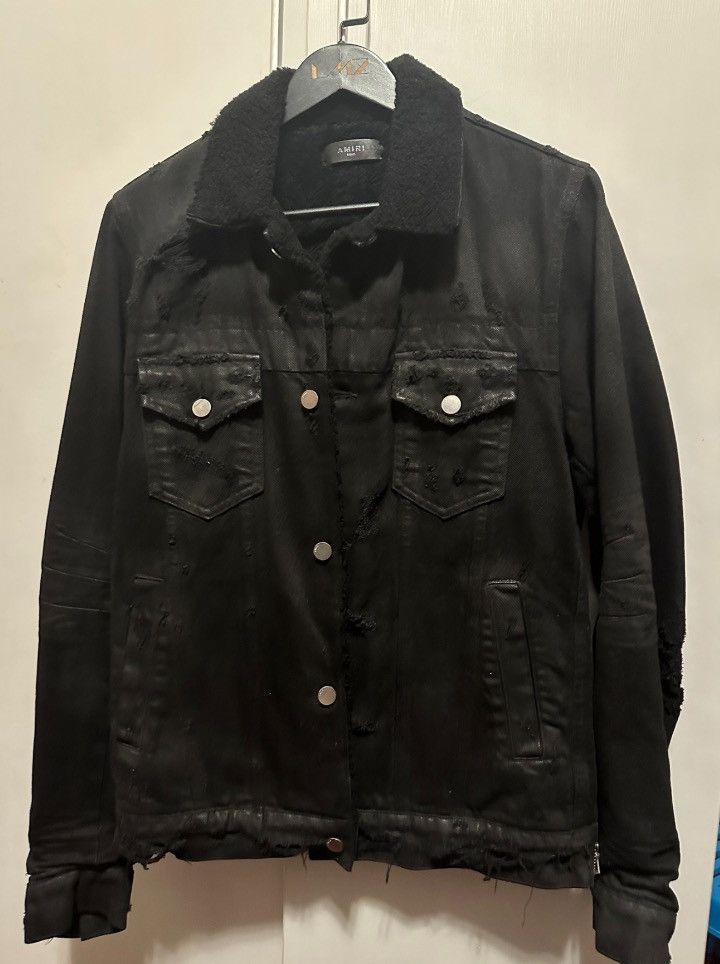 Amiri 17aw Black Wax Brushed Denim Jacket - - DMC