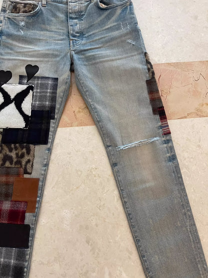 Amiri 21Fw Distressed Patchwork Jeans