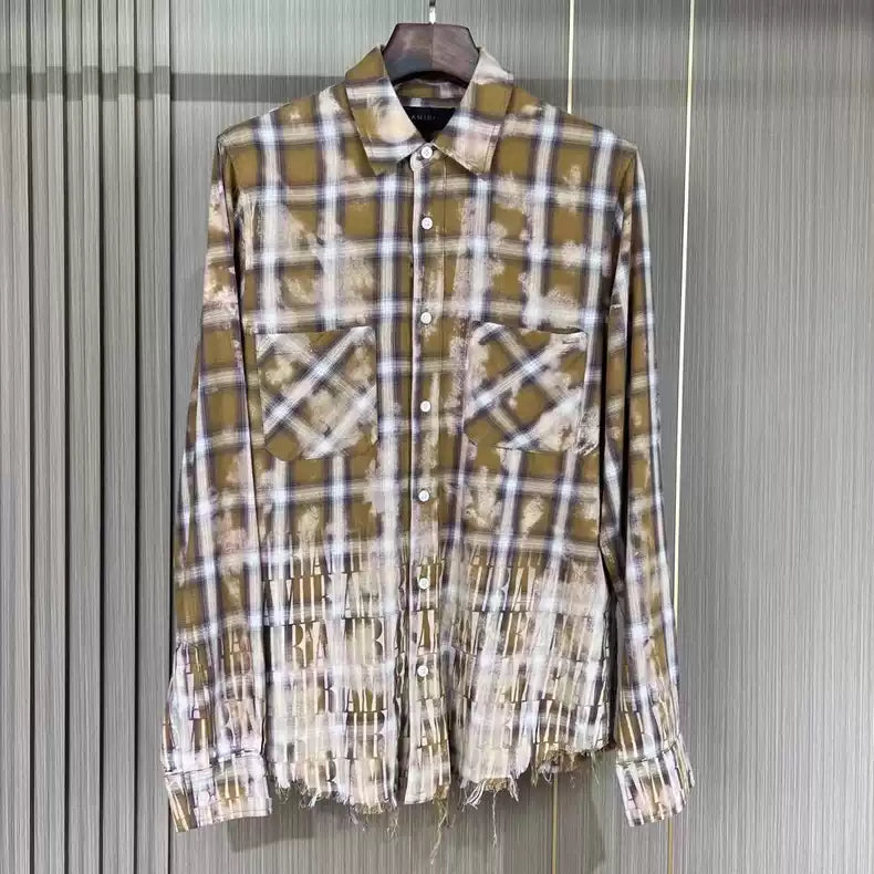 Amiri's latest plaid fringe embroidered letter shirt jacket