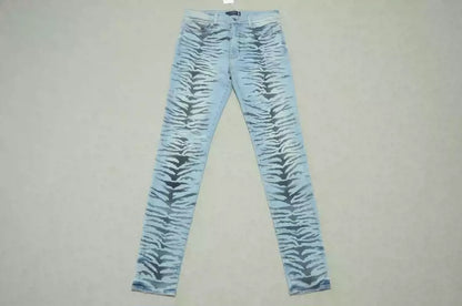 Amiri Blue washed knife cuts and damages jeans and casual pants