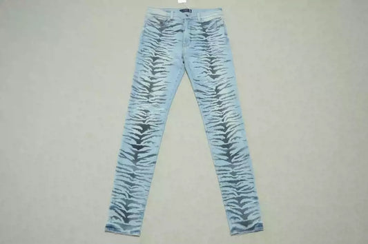 Amiri Blue washed knife cuts and damages jeans and casual pants