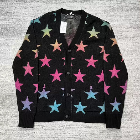 Amiri Rainbow Gradient Five Star Cashmere Cardigan shirt