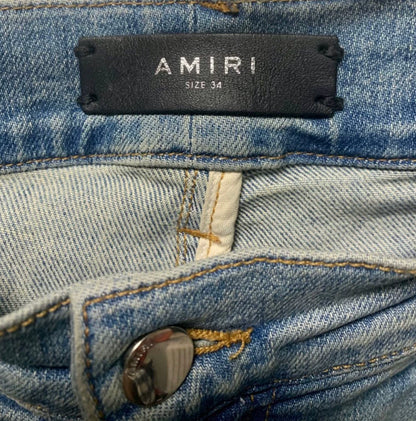 Amiri Classic 17th Quarter Cashew Flower Splicing Blue Jeans