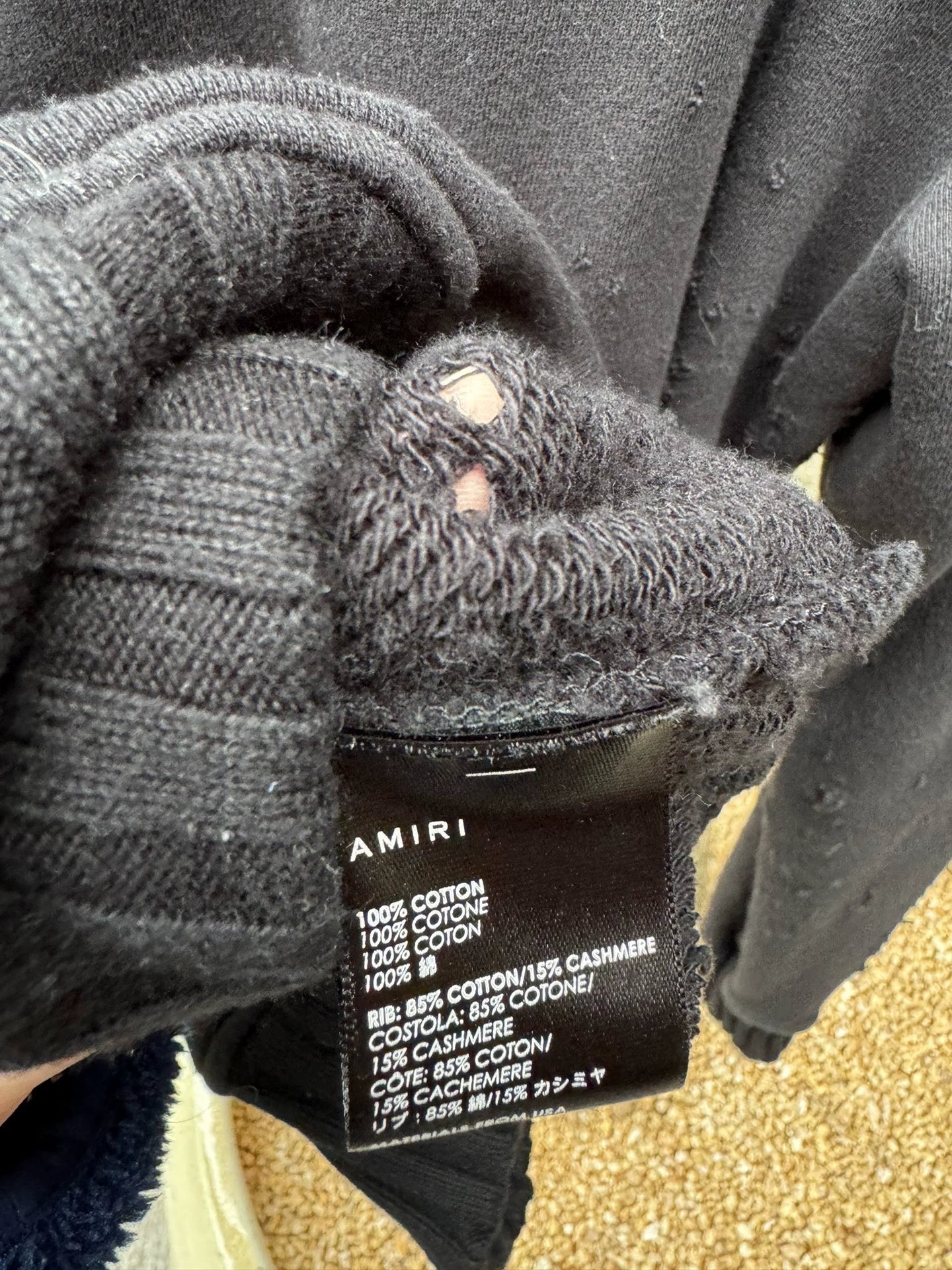 Amiri shotgun bullet hole damages hoodie