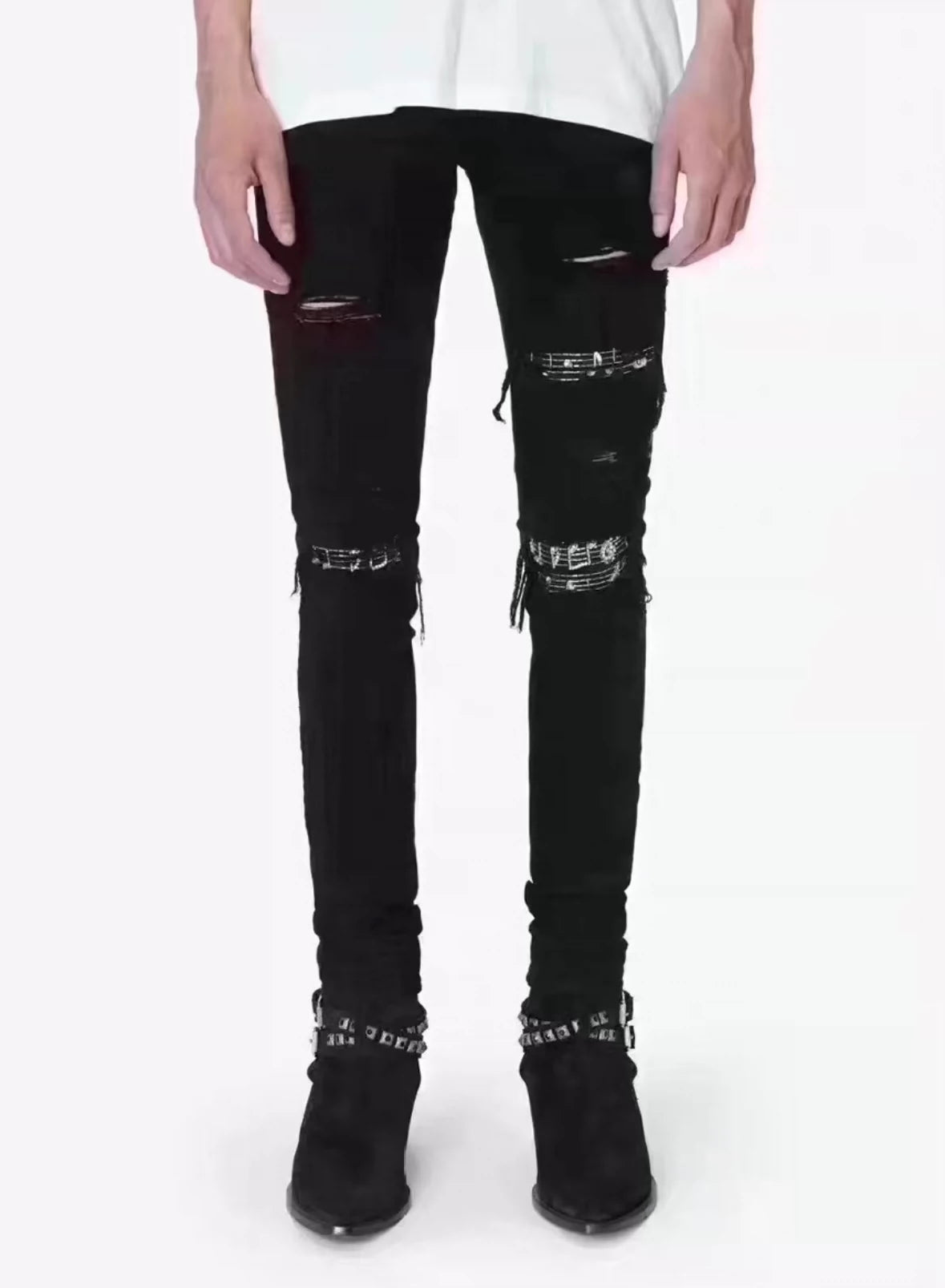 amiri 19SS MX1 Diamond Patch Skinny Jeans