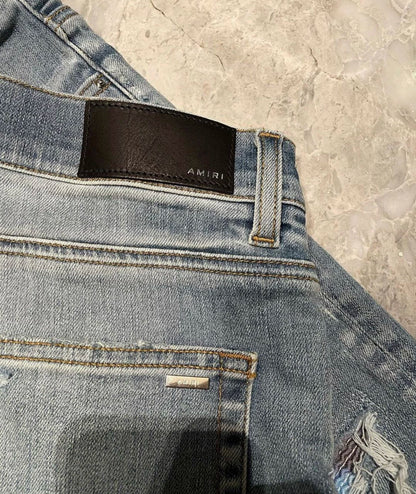 Amiri Classic Rendering Splicing Breaks Blue Jeans