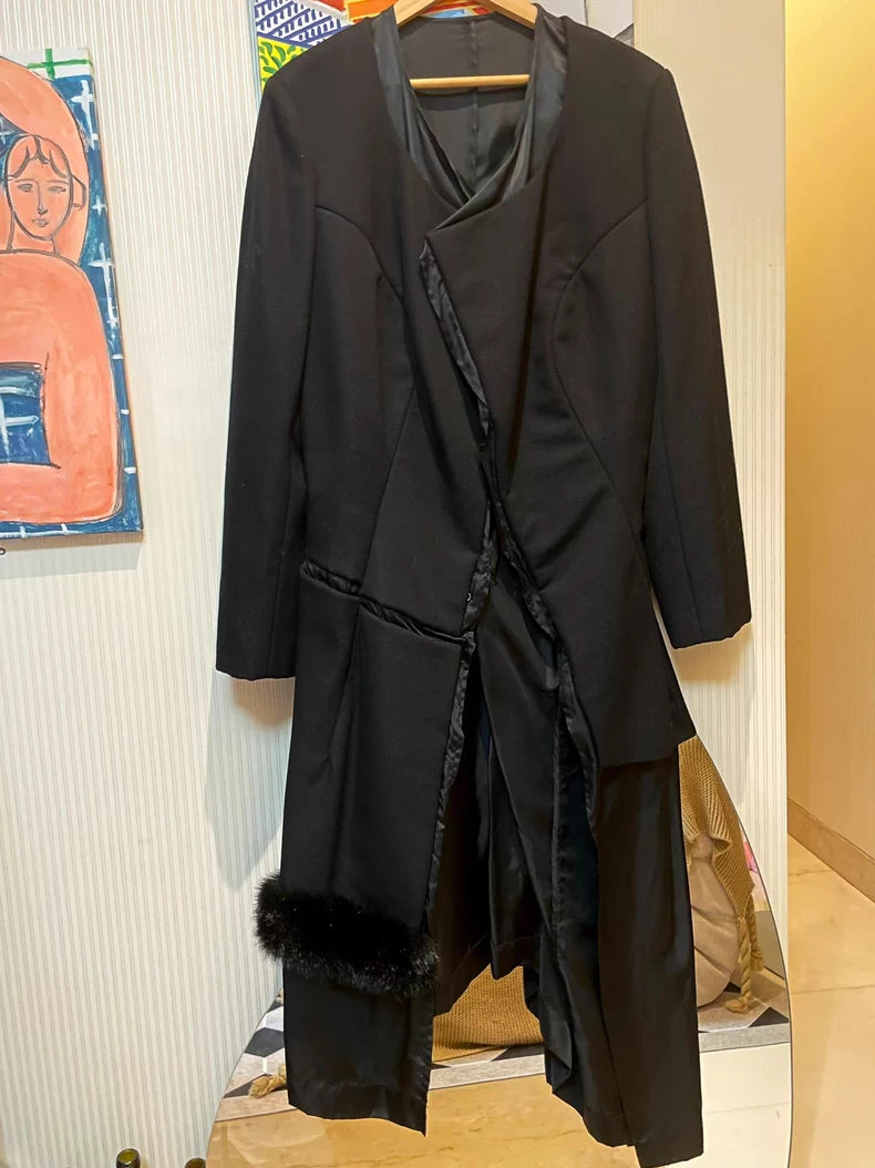 CDG Runway Wool Blend Paneled Coat