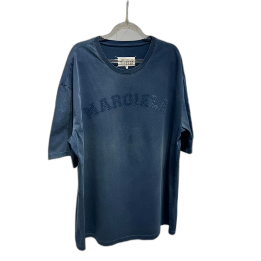 Maison Margiela Blue Distressed Logo T-shirt