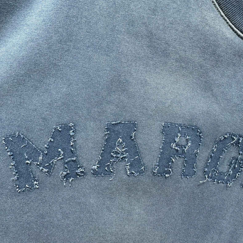 Maison Margiela Blue Distressed Logo T-shirt