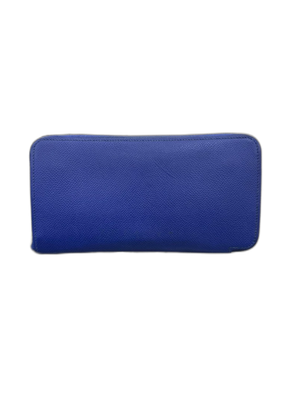Hermes Silk Leather Zip Wallet in Electric Blue