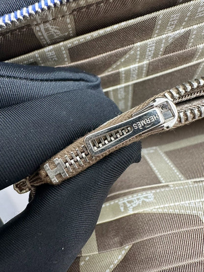 Hermes Silk Leather Zip Wallet in Electric Blue