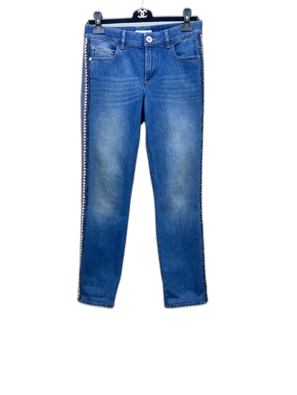 Chanel Blue Side-Stripe Denim Pants