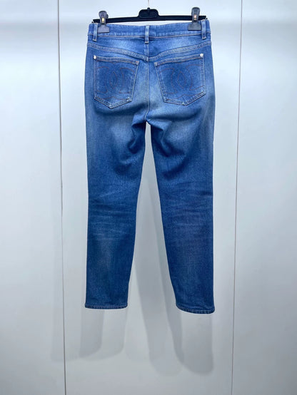 Chanel Blue Side-Stripe Denim Pants