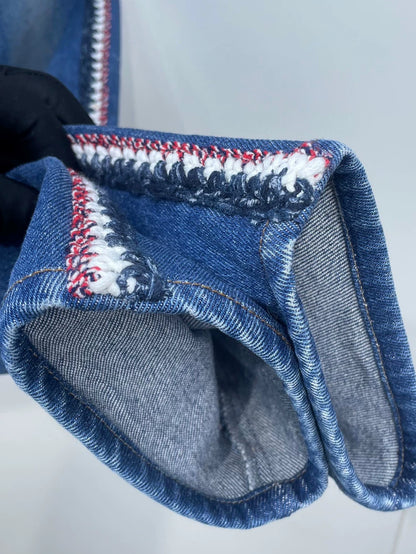 Chanel Blue Side-Stripe Denim Pants