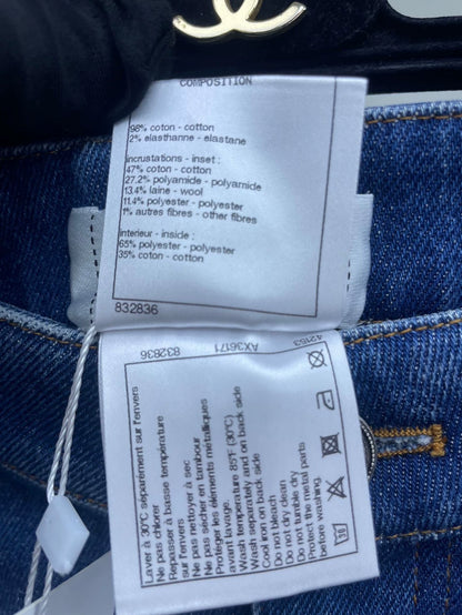 Chanel Blue Side-Stripe Denim Pants