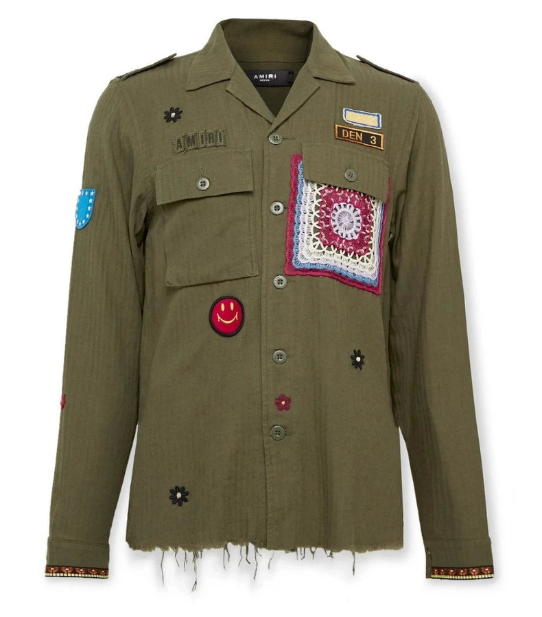 Amiri Badge Shirt with Fringe Hem-yf