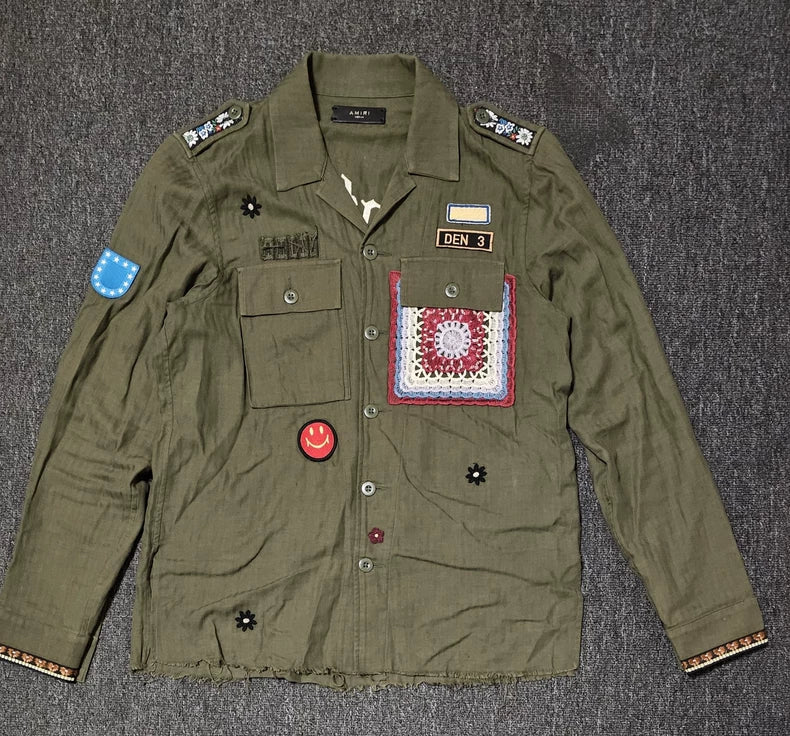 Amiri Badge Shirt with Fringe Hem-yf