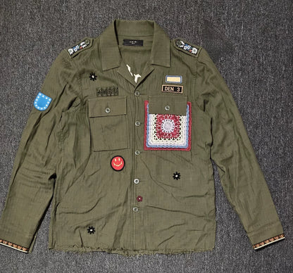 Amiri Badge Shirt with Fringe Hem-yf