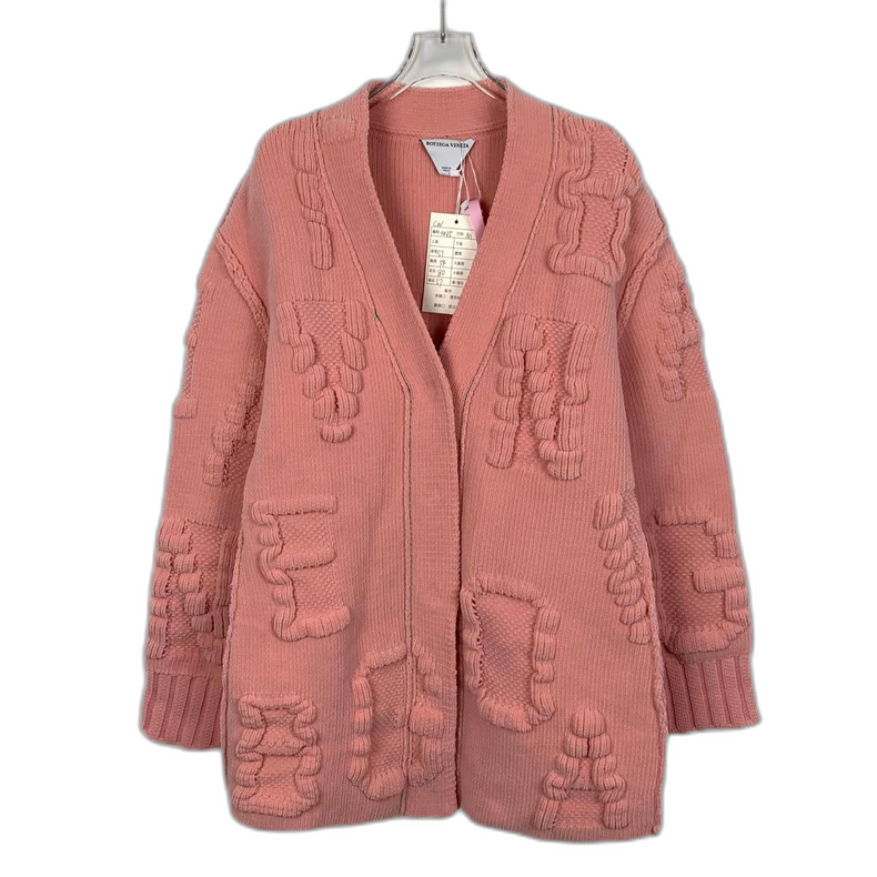 Bottega Veneta Pink Lettered Knitted Cardigan