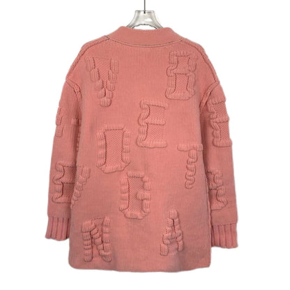 Bottega Veneta Pink Lettered Knitted Cardigan