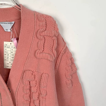 Bottega Veneta Pink Lettered Knitted Cardigan