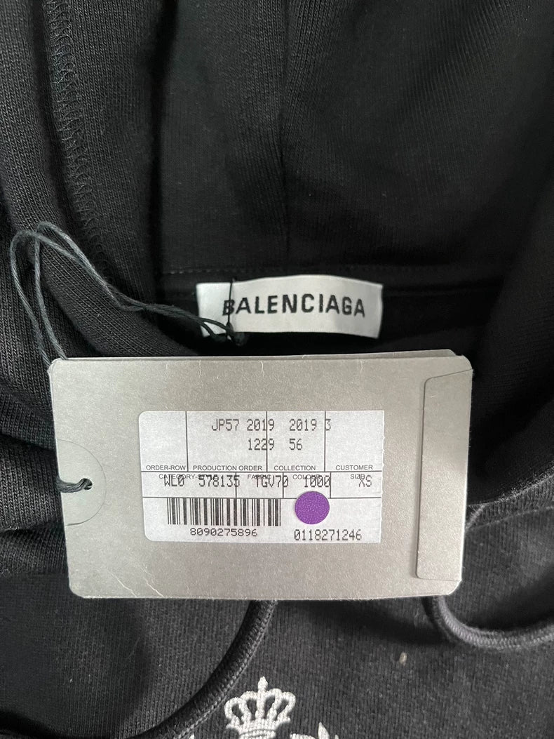 Balenciaga Crown Logo Hooded Sweatshirt