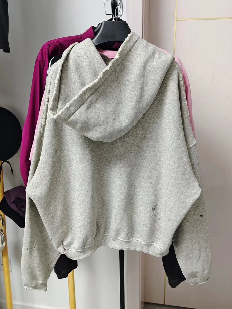 Enfants Riches Deprimes Gray Hoodie with Distressed Look