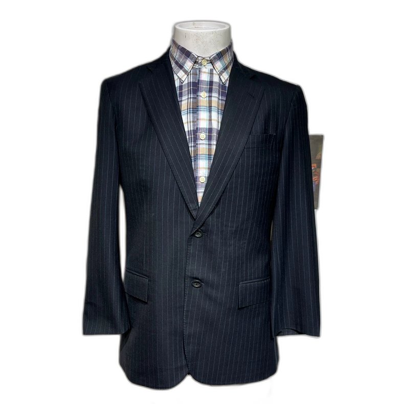 Classic Pinstripe Wool Blazer Jacket