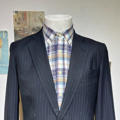 Classic Pinstripe Wool Blazer Jacket