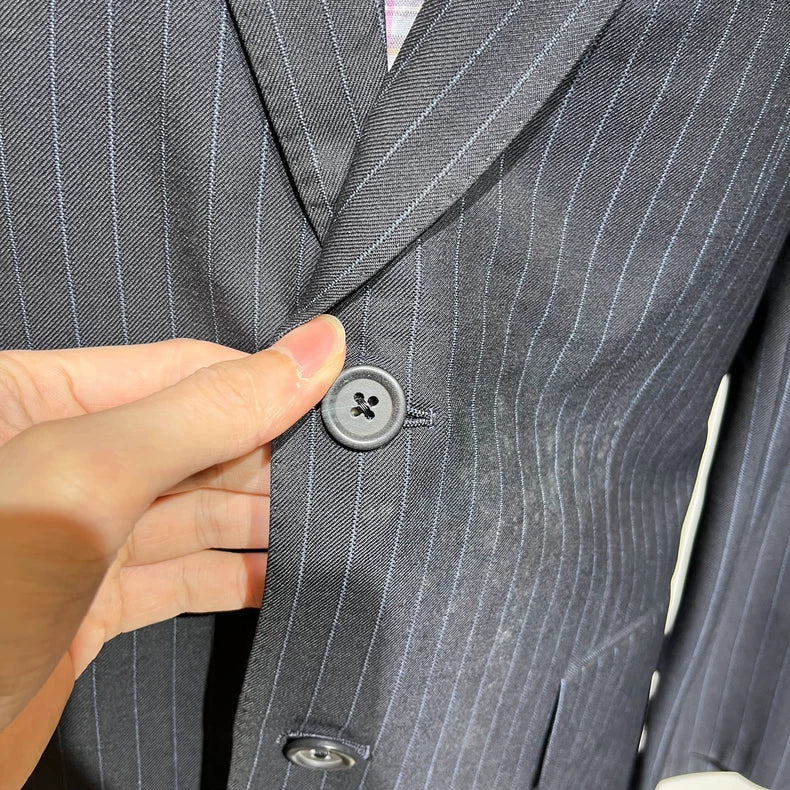 Classic Pinstripe Wool Blazer Jacket