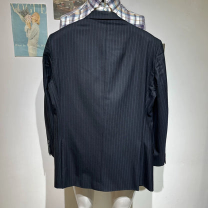 Classic Pinstripe Wool Blazer Jacket