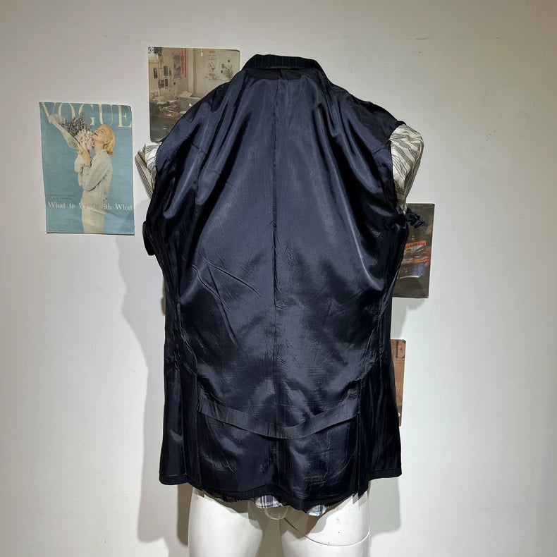 Classic Pinstripe Wool Blazer Jacket