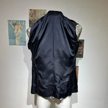 Classic Pinstripe Wool Blazer Jacket